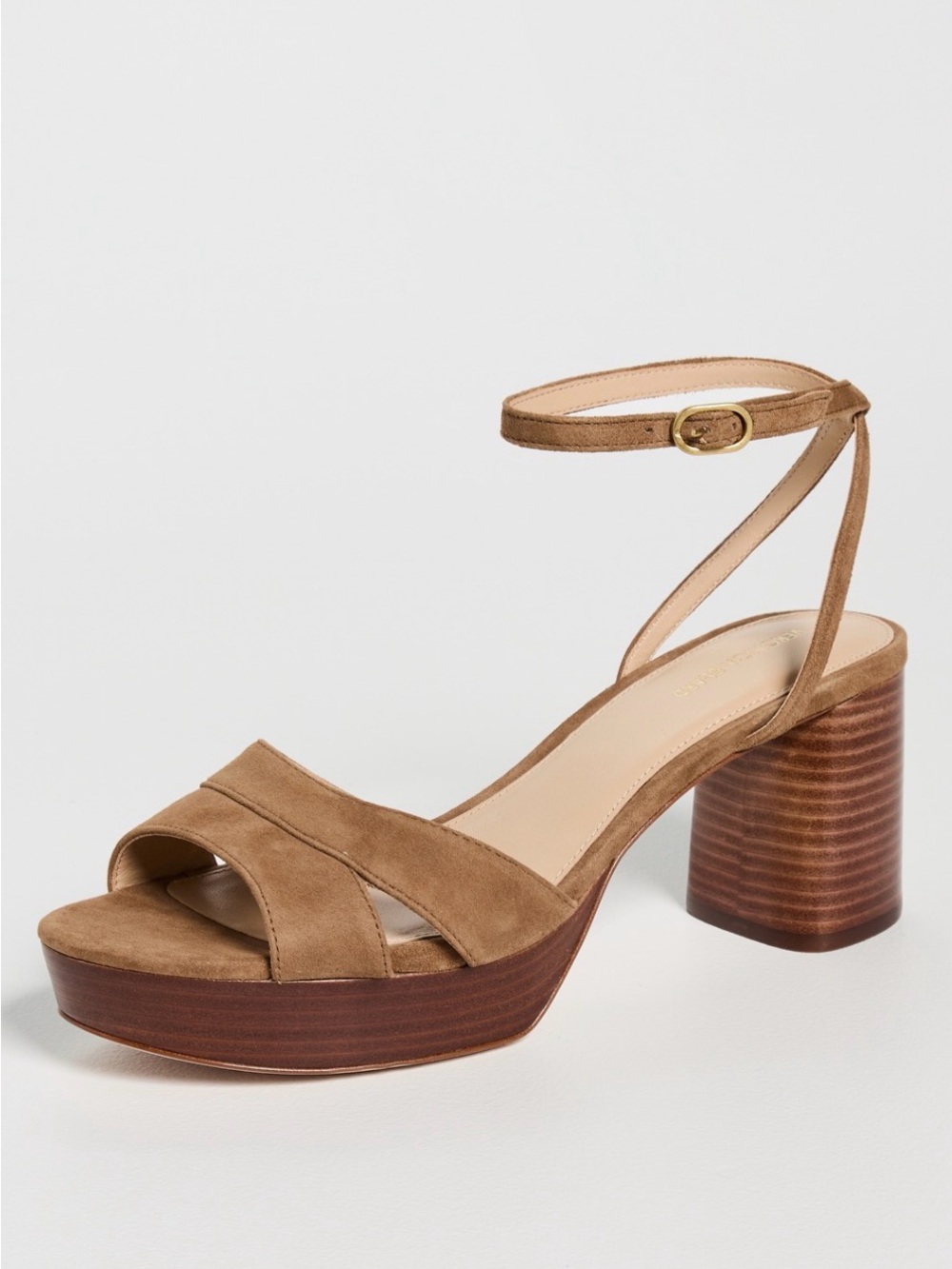 Veronica Beard Tan Suede Platform Ankle-Strap Sandal